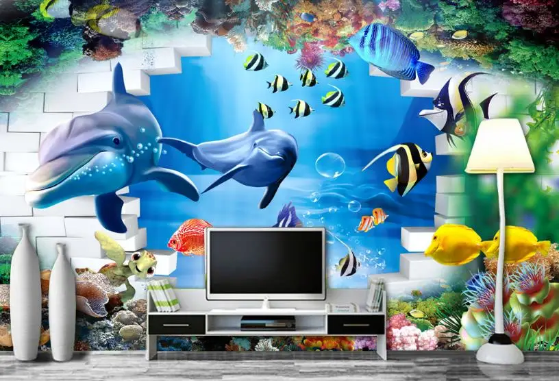 3D рулон обоев подводный мир ТВ фоны для фотосъемки домашний Декор 3d