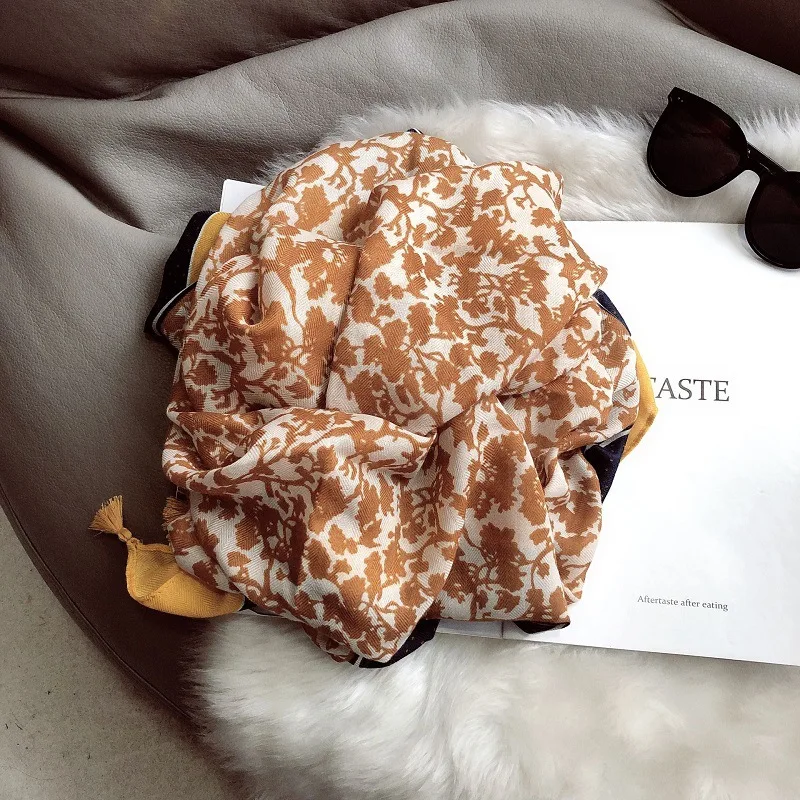 2021 модный шарф из вискозы с кисточками и цветочной цепочкой в Испании мягкие