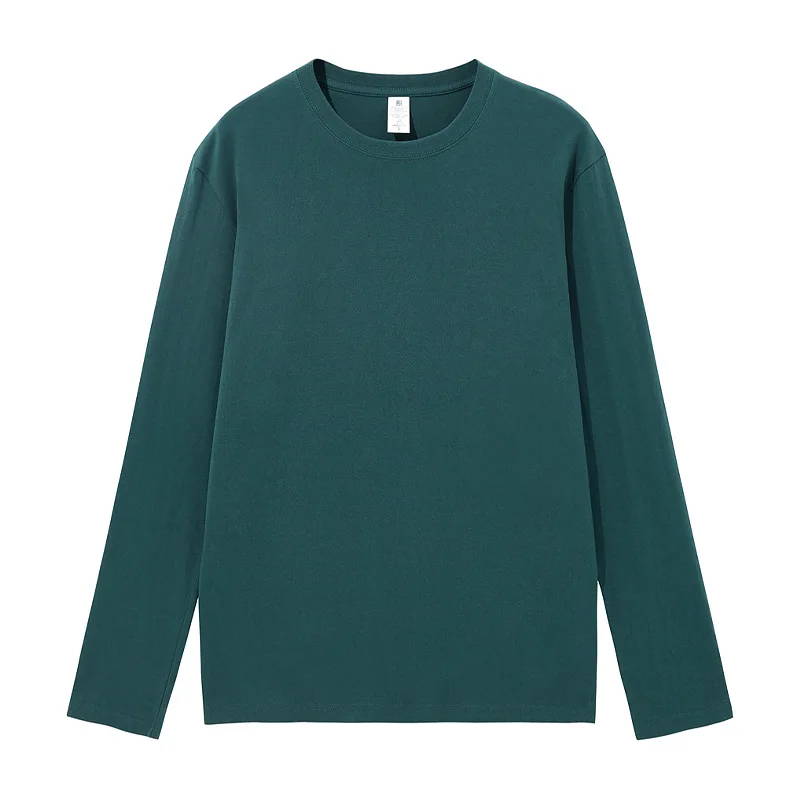 

Cotton round neck solid color long-sleeved men'sloose bottoming shirt A2006