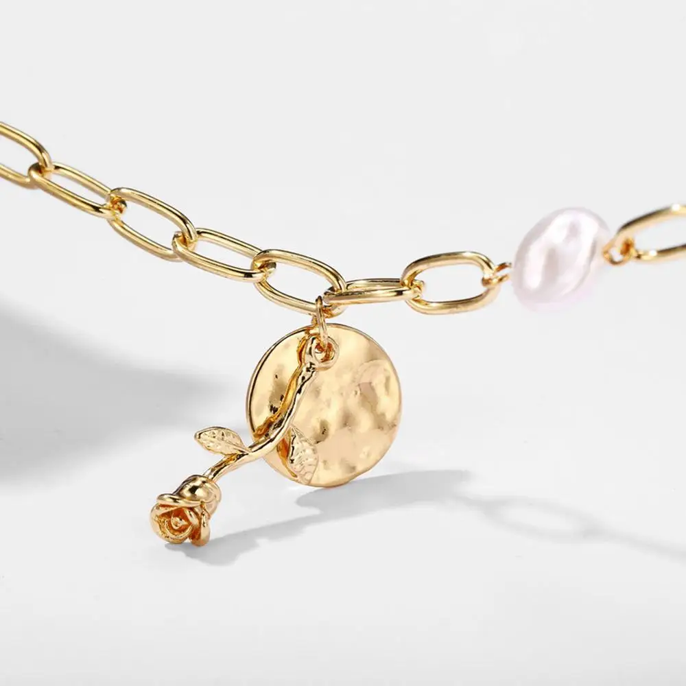 Жемчужный зажим для бумаги винтажный розовое золото монеты геометрический