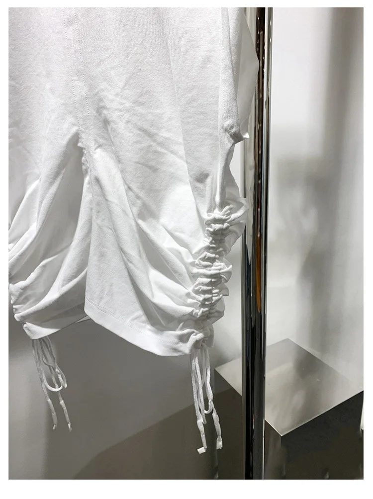 

High Quality Spring and Summer New Aw Drawstring Sleeveless Top All-match Cotton Vest T-shirt Top Women's Trend