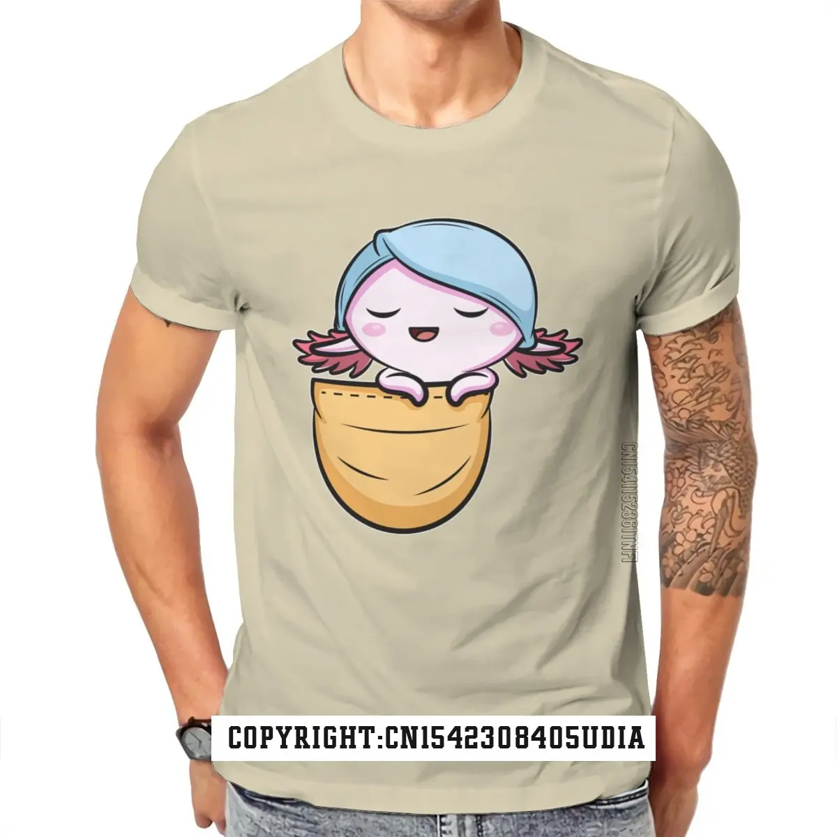 Axolotl In Your Pocket Cute Axolotls Lover Unisex Tie Dye T-Shirt Anime Oversized Kawaii Vintage Male Men Tops & Tees Dominan