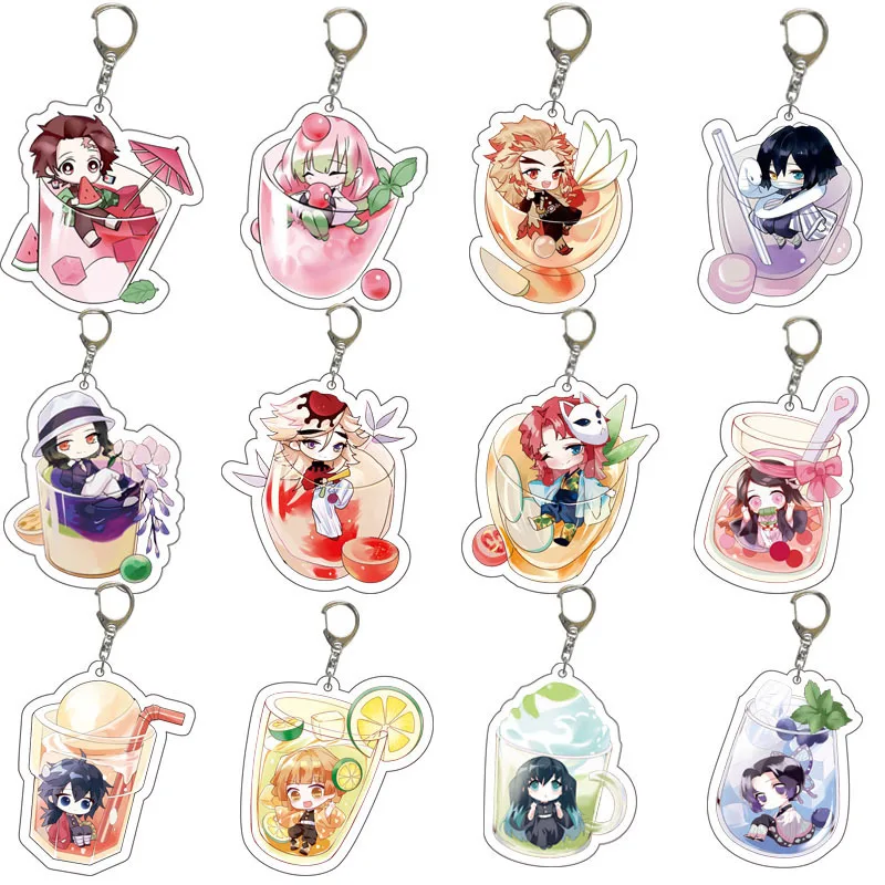

Anime KeyChain Demon Slayer: Kimetsu No Yaiba Chibi Keyring Cartoon Acrylic Pendant Charms Accessories Gifts for Fans