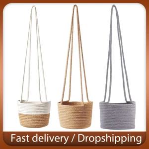 Вешалка для садовых растений, веревка, плетеная подвесная корзина для растений, декоративный держатель для цветочного горшка для домашнего декора