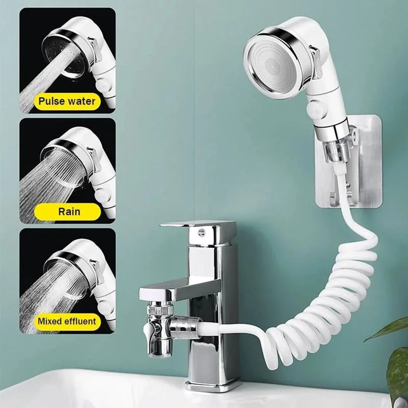 Grifo de lavabo ajustable de 3 modos, ducha externa, Boquilla pequeña telescópico de mano, accesorios para lavabo