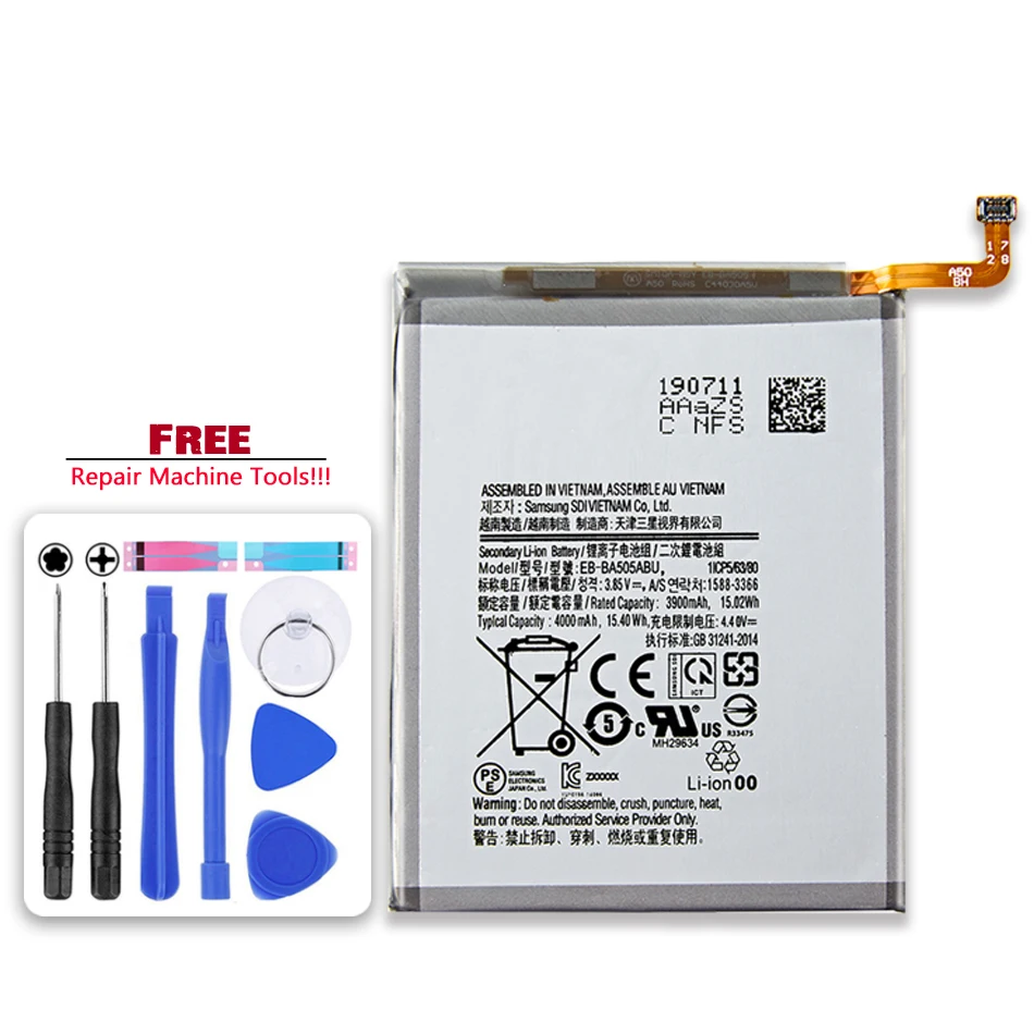 

Original Kikiss For EB-BA505ABU 4000mAh Battery For SAMSUNG Galaxy A50 A505F SM-A505F A505FN/DS/GN A505W A30s A30 Bateria