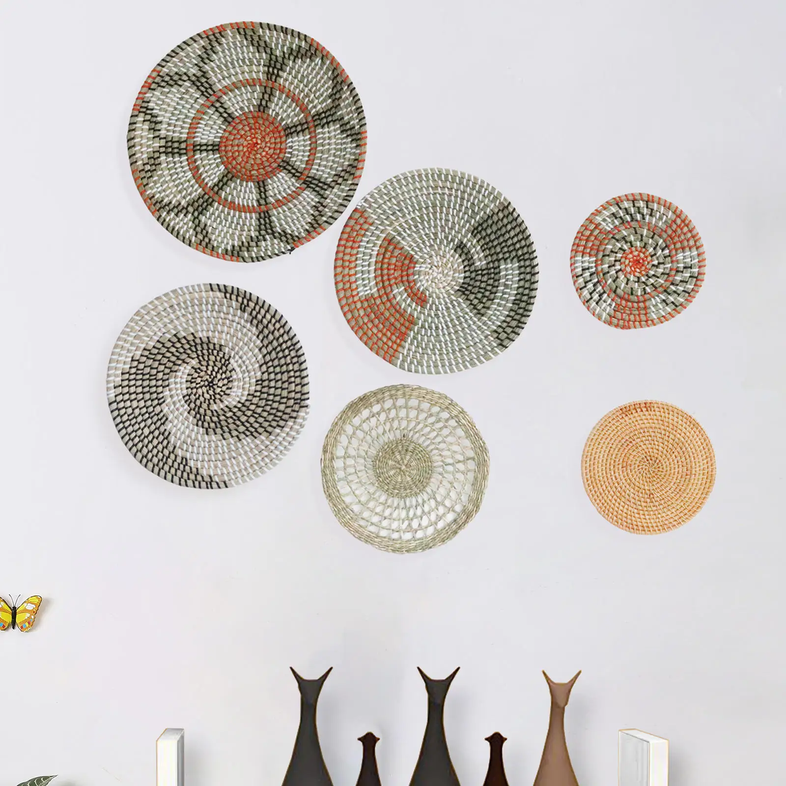 Плоский плетеный Настенный декор плетеная корзина из морских водорослей