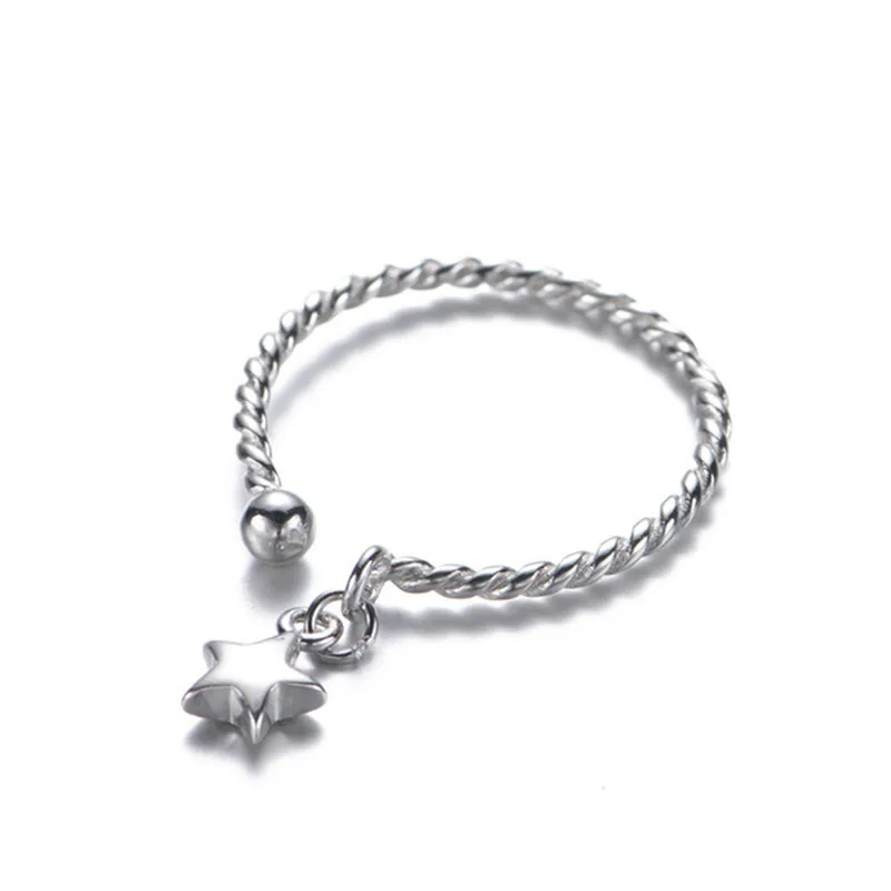 

925 Sterling Silver Tassel Star Rings For Women Girls Wedding Finger Ring Handmade Fashion Jewelry jz547