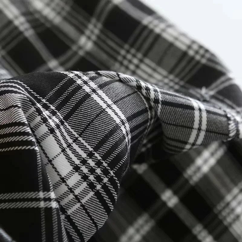 

New Summer Harajuku Female White Black Plaid Print Mini Skirt With Two Small Front Slits High Waist Women Skirt Saia Feminina