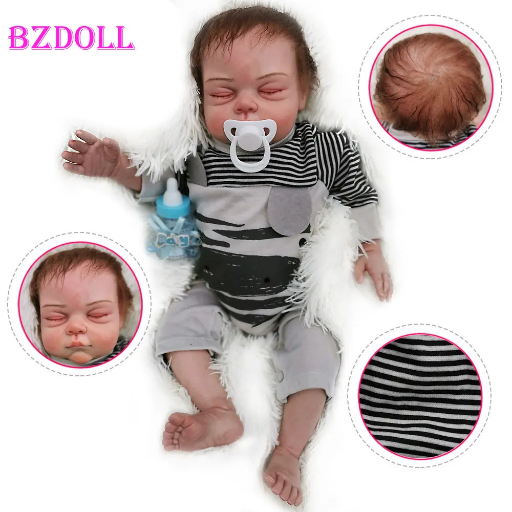 55 см Мягкая силиконовая кукла для новорожденного спящего мальчика игрушка