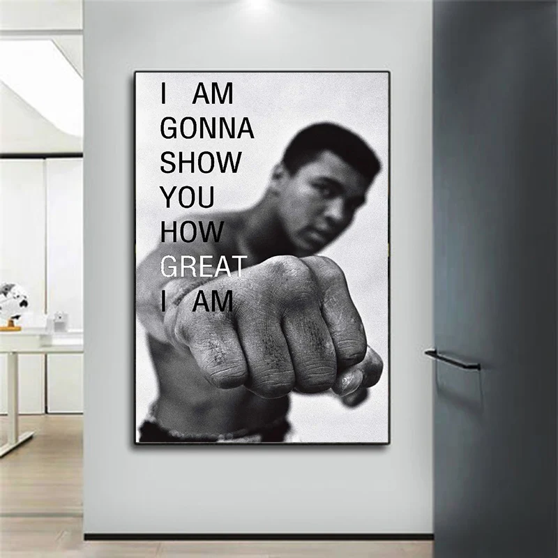 

Мухаммед Али мотивационные картина с цитатой постеры и принты боксерские художественные картины для гостиной домашний декор