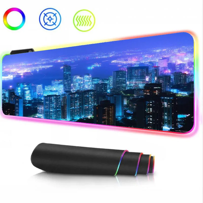 

MRGLZY City Night View Creative Personality Map RGB Hot-selling Customized Internet Cafe Computer Keyboard Ma Desk Customization