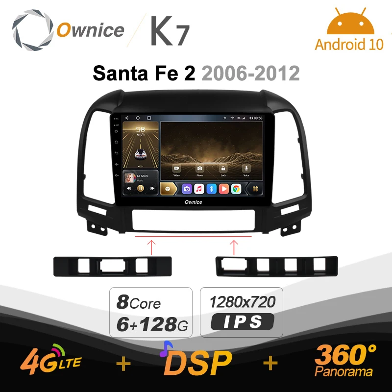 

Ownice K7 Android 10.0 Car Radio Stereo for Hyundai Santa Fe 2 2006 - 2012 4G LTE 360 2din Auto Audio System 6G+128G SPDIF