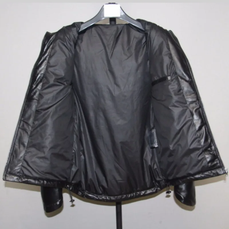 

Winter Thick Luxury Warm White Duck Down Sheepskin Coat Men Windproof Designer Brand Slim Hooded Outerwear Plus Size 5XL