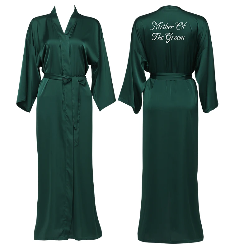 Long Robes Satin Chiffon Robes Long Sleeve Green Custom Bridesmaid Robes Bride Robe Women Long Bridal Wedding Bathrobe
