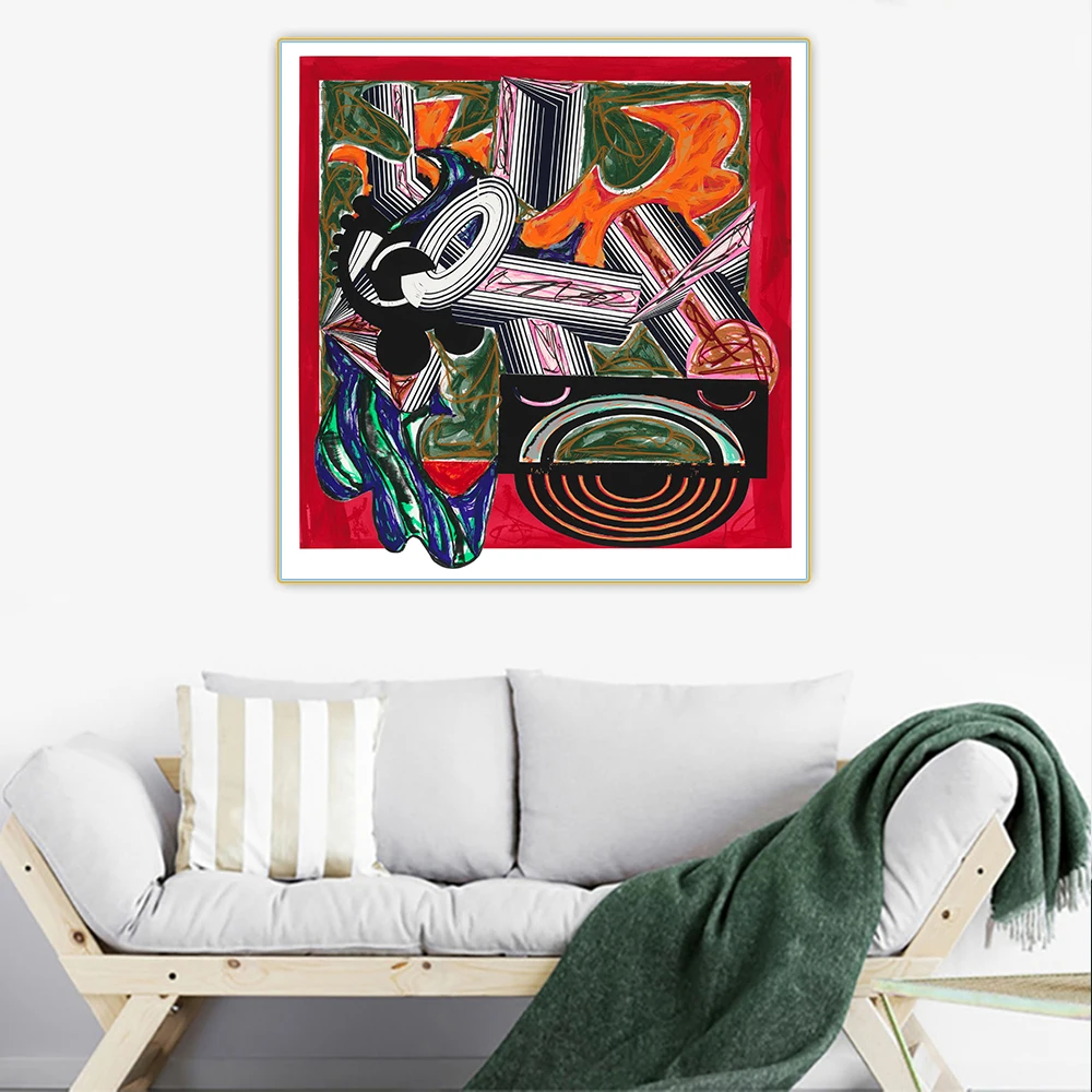 

Фрэнка Стелла, картина маслом на холсте «затем пришла собака и кошка», Постер для украшения западного искусства, настенный эстетический Дек...