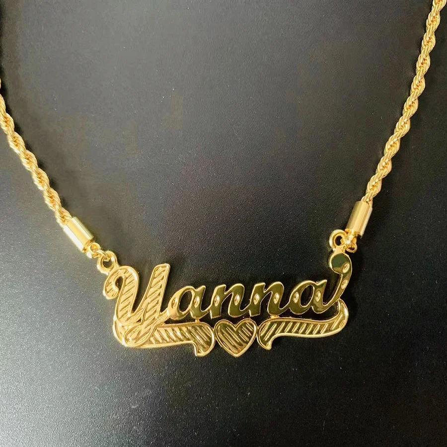 Personalized Chains Custom Name Necklaces Custom Nameplate Necklace 3D Name Pendant Chain Women Jewelry Necklace Christmas Gifts