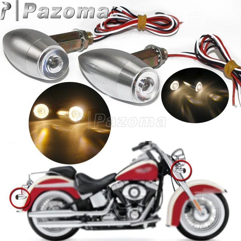 

1 Pair Retro Bullet Black Motorcycle LED Turn Signal Light Running Lamp Aluminum Amber Blinkers Flashers for Harley Honda Yamaha