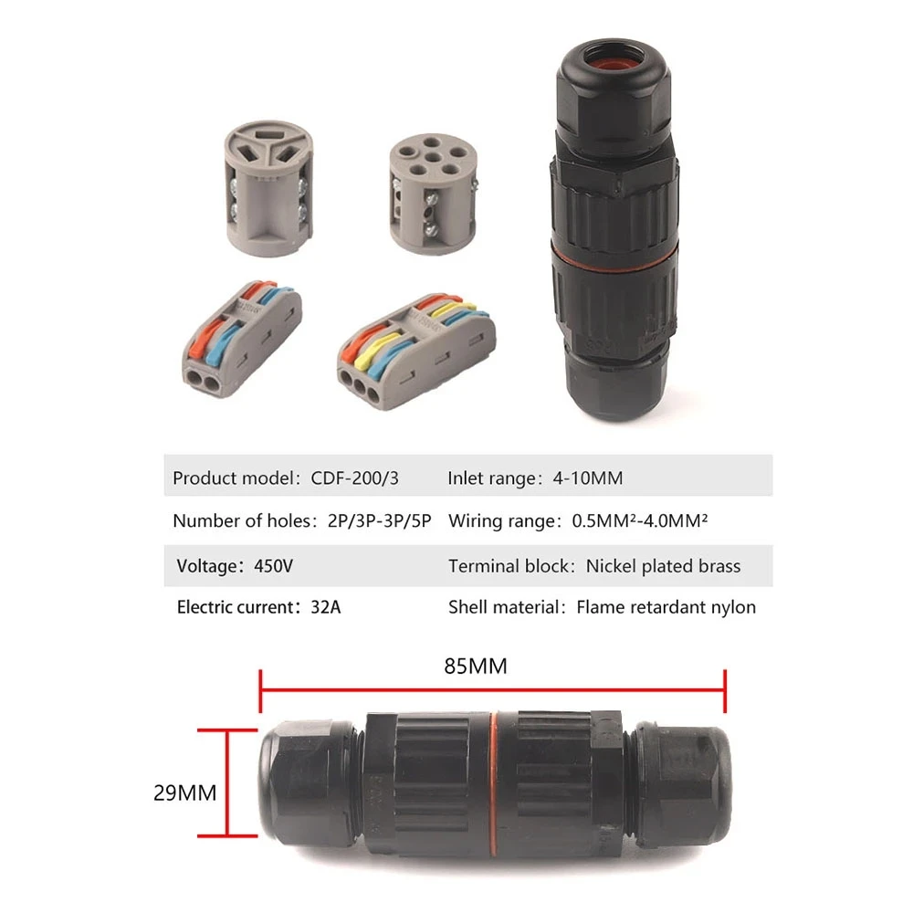 Электрический Водонепроницаемый соединитель IP68 провод кабель 2/3/5 контактов