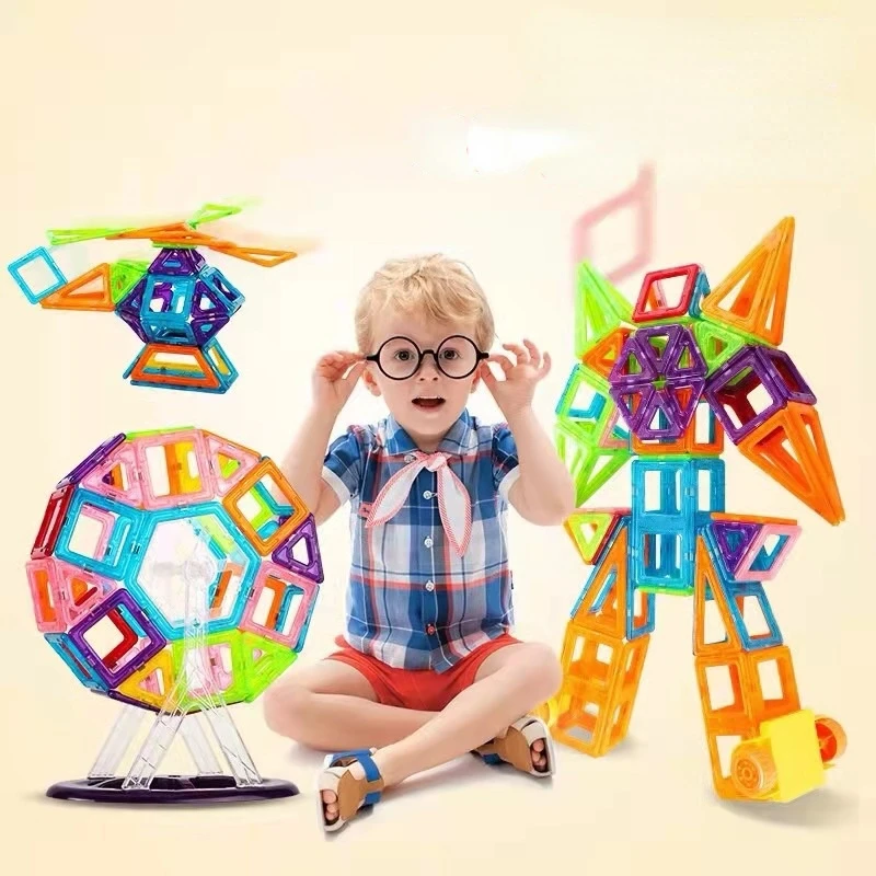 

Красочный дизайнерский Магнитный строительный блок, треугольник, квадратный кирпич, развивающий конструктор Монтессори, игрушка Магнитны...