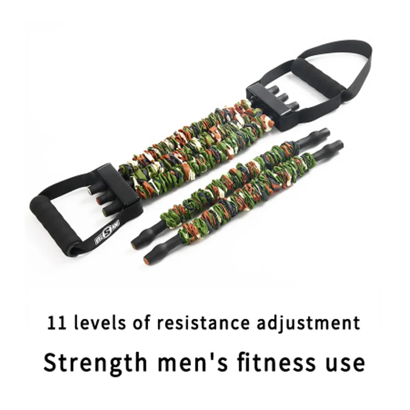 

2021 latest camouflage army green natural latex elastic non-slip pull rope adjustable strength training male resistance band