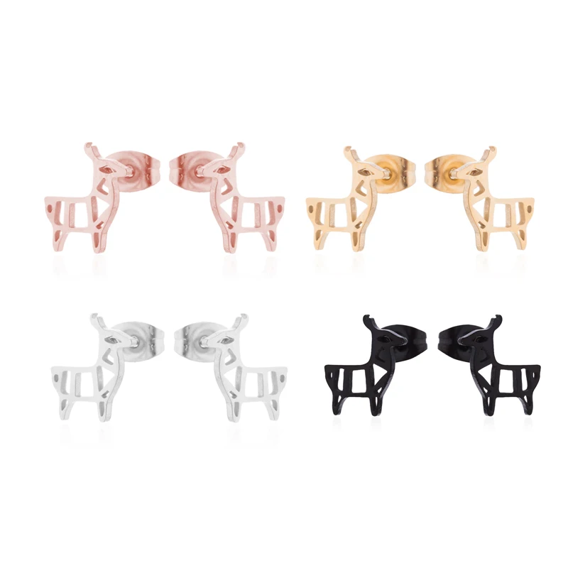 Hfarich милые стальные цветные серьги для пирсинга оленя оригами из нержавеющей