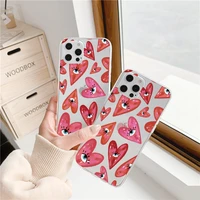evil eye clear phone case for iphone 7 8 plus se 2020 11 12 13 pro max x xr xs max transparent love heart with eyes soft cover