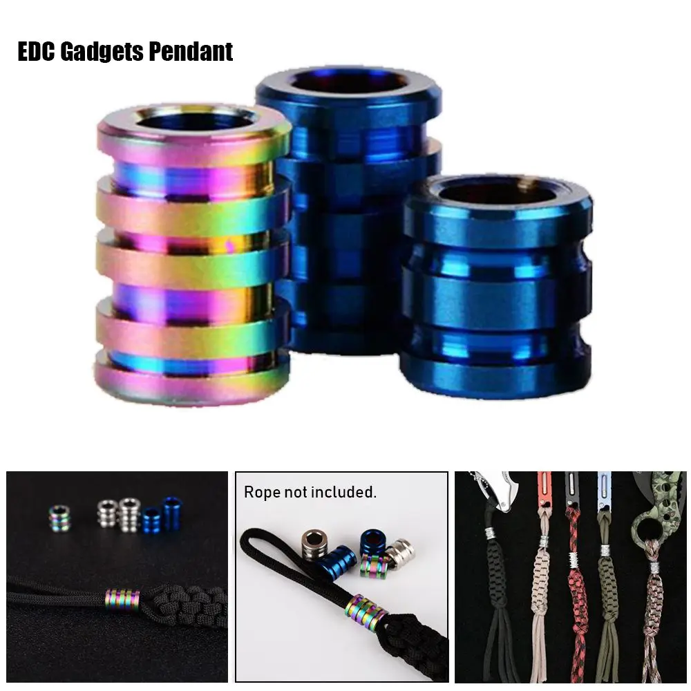 

Titanium Alloy/Stainless Steel Cylindrical Ropes Lanyard Paracord Rope Pendant Camping EDC Gadgets TC4 Knife Beads