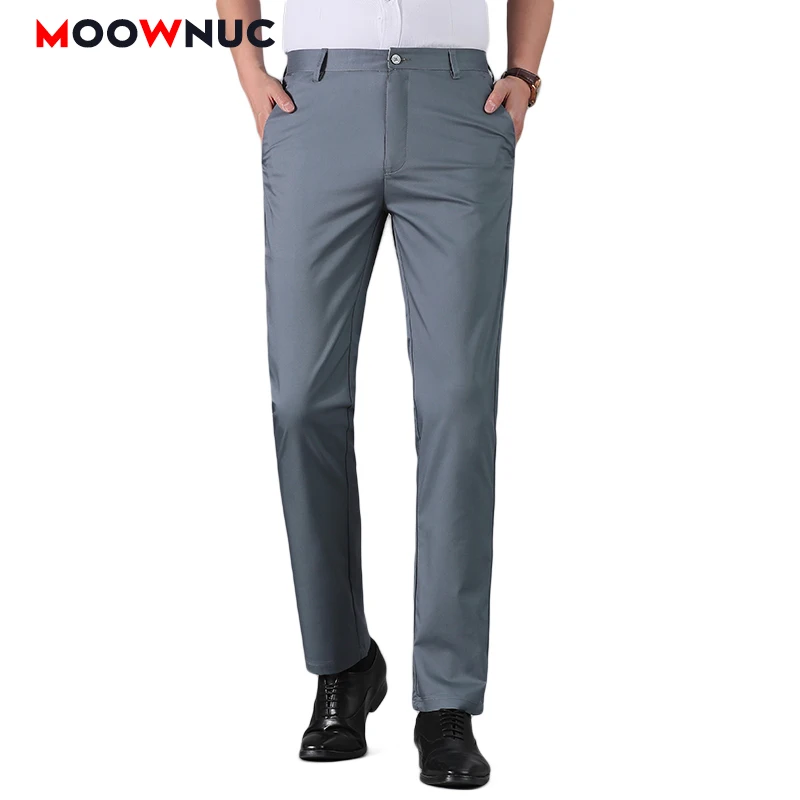 

Men's Casual Trousers 2021 New Summer Thin Full-Lengt Pant Male Hombre Business Fashion Loose Masculino Plus Size 38 40 MOOWNUC