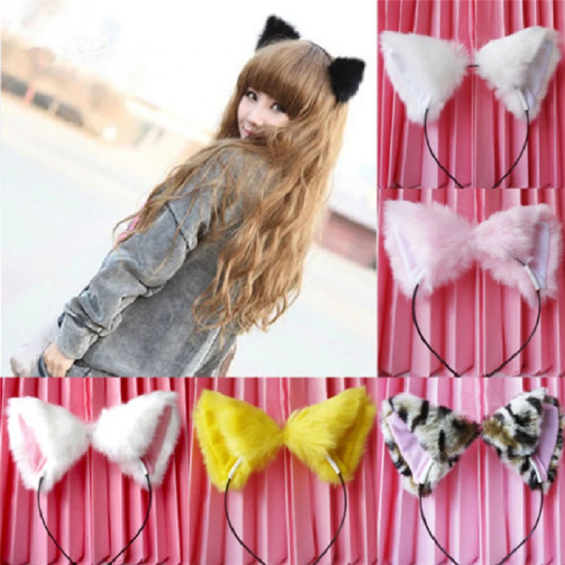 

Cosplay Costume Fox Plush Hair Hoop Women Girls Fashion Cat Animal Ears Hairpin Headbands Handmade Hair Accessories