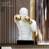 art sculpture angel statues gymnastics boxer figures resin crafts tv cabinet decorations for home european retro boxing bust