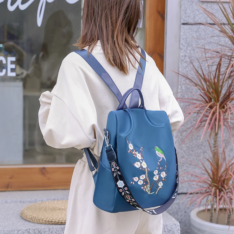 

New Oxford Cloth Women Backpack Fashion Hand Embroidery Shoulder Bags for Women Large Capacity Casual School Backpack