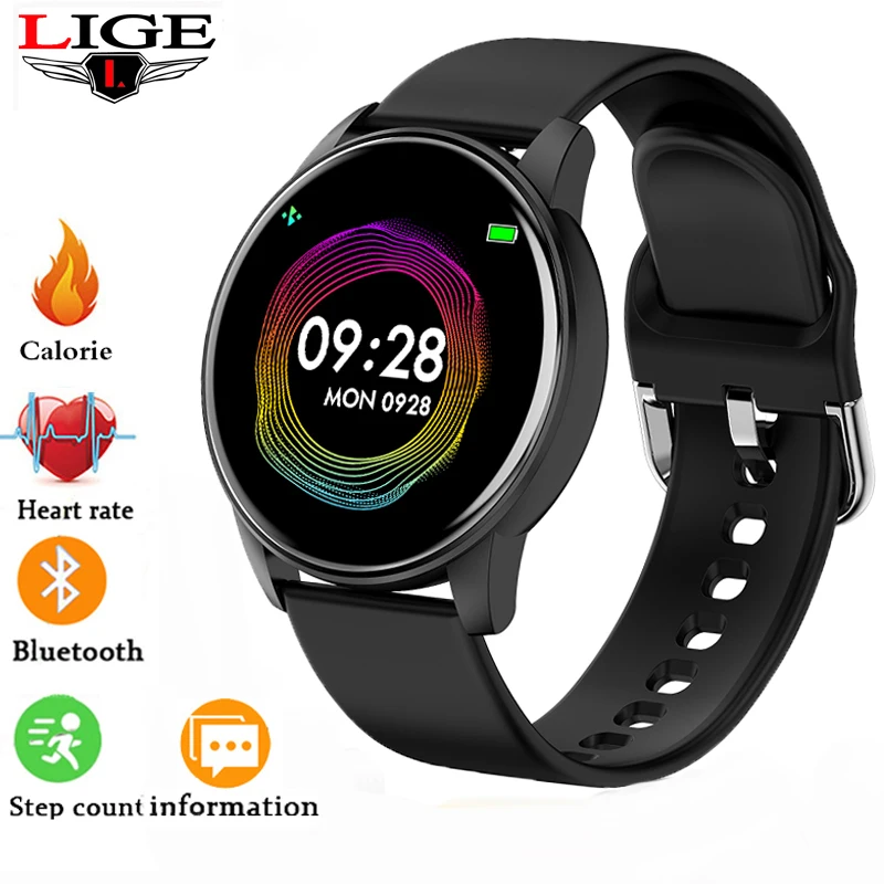 LIGE умные часы водонепроницаемые кровяное давление монитор сна фитнес трекер