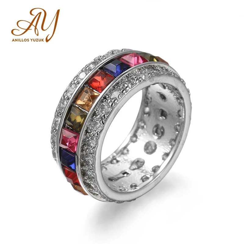 

Женское кольцо с разноцветным топазом Anillos Yuzuk, винтажное ювелирное изделие из серебра 925 пробы, подарок для свадебной вечеринки, оптовая про...