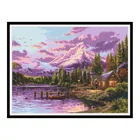 Наборы для вышивки крестиком Lakeside Sunset View, наборы для вышивки тканью с рисунком без рисунка, 11CT 14CT для вышивки стен