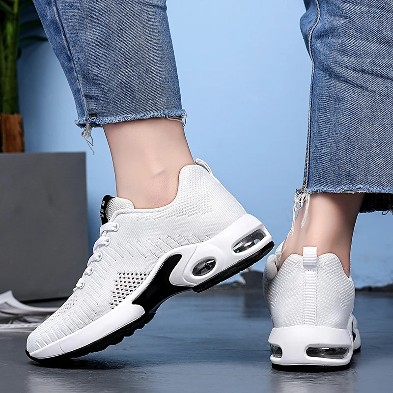 Women Air Cushion Tennis Shoes Breathable Shoes for Women Sneakers Lace-up Mesh Sports Shoes Comfortable Trainers Sneakers
