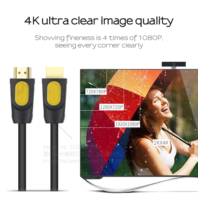 Аун Высокоскоростной HDMI Кабель обновление версии 2 0 поддержка 3D 2K 4K для ТВ HD