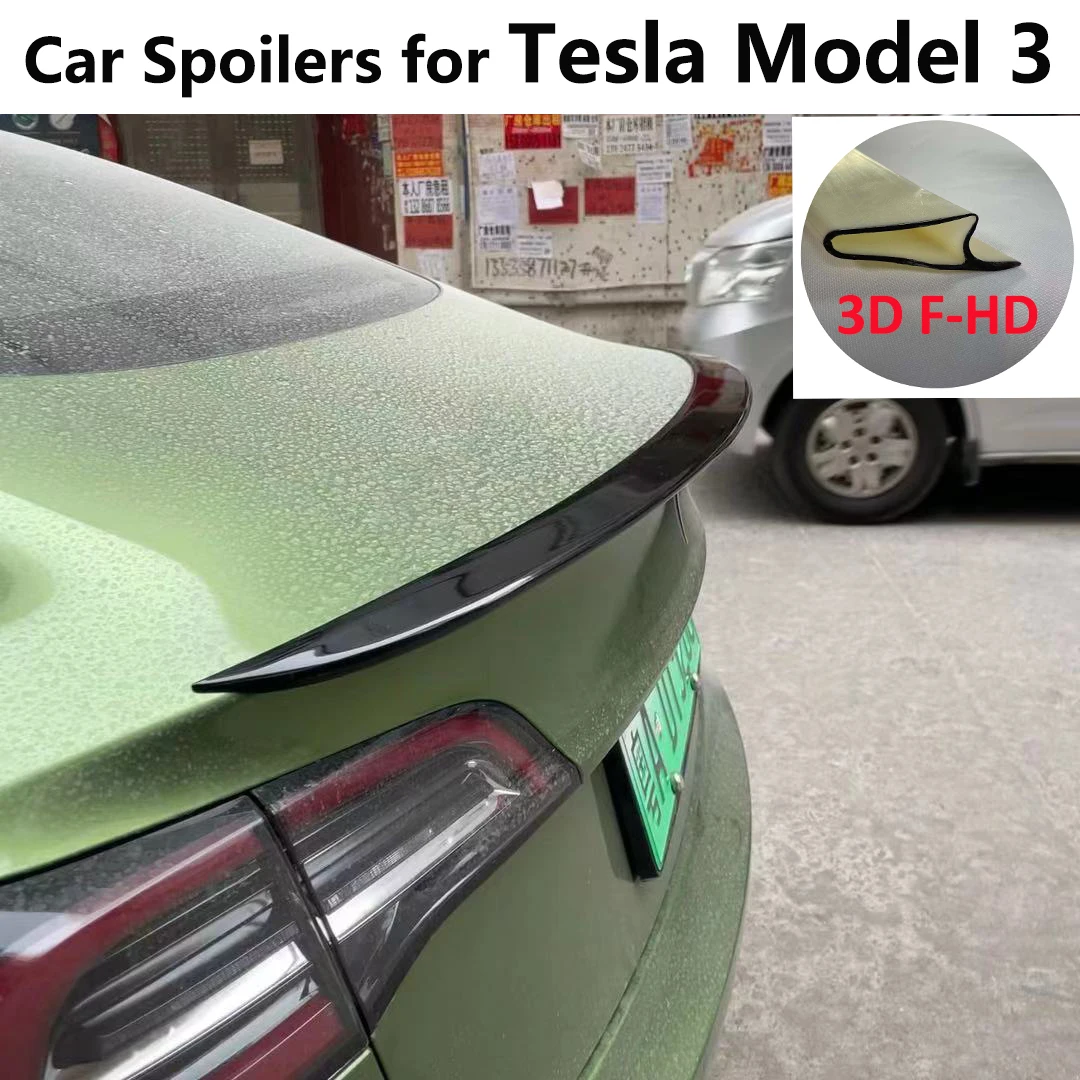 Автомобильные Спойлеры для Tesla модель 3 Матовый карбоновый черный глазури 3D