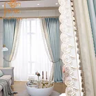 Французские Роскошные шнуровочные светонепроницаемые шторы с шелковой текстурой для гостиной и спальни, готовый продукт на заказ