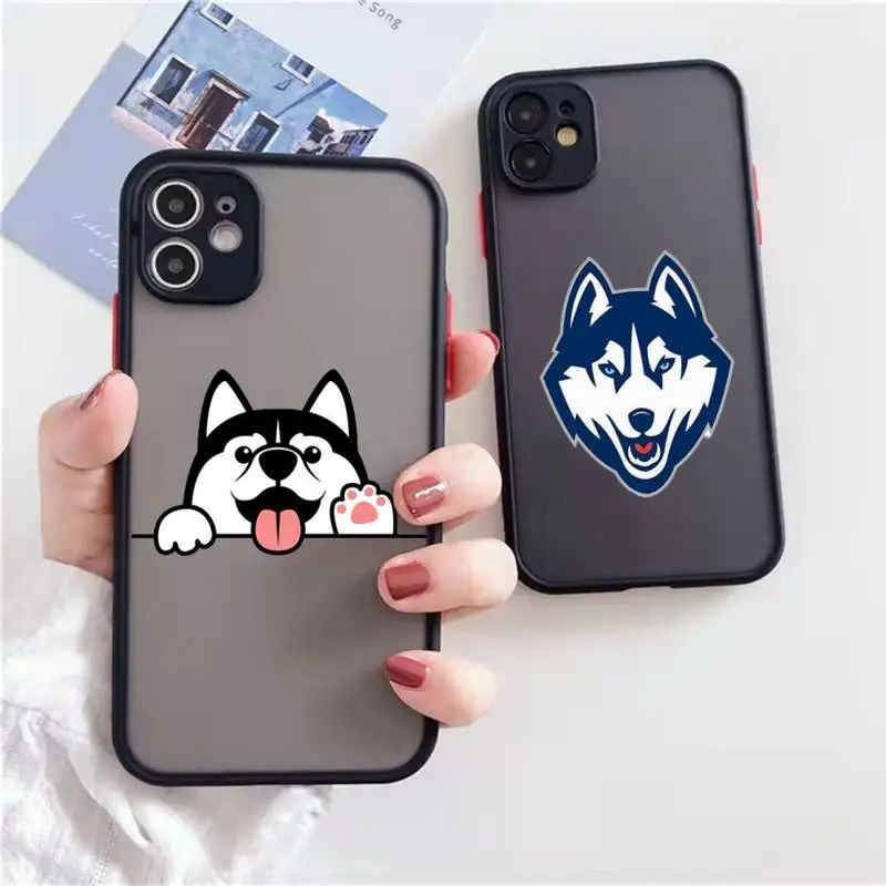 

Husky cute cartoon dog animal Phone Case matte transparent For iphone 7 8 11 12 13 plus mini x xs xr pro max cover