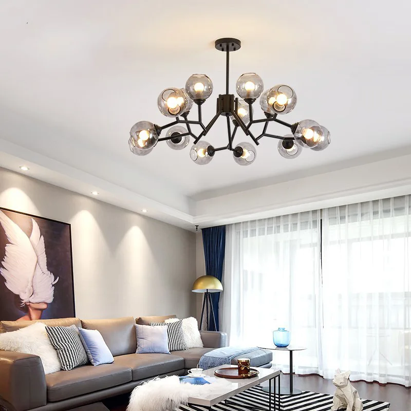 

modern glass ball luminaire suspendu crystal hanging lamp ventilador de techo hanglampen nordic decoration home