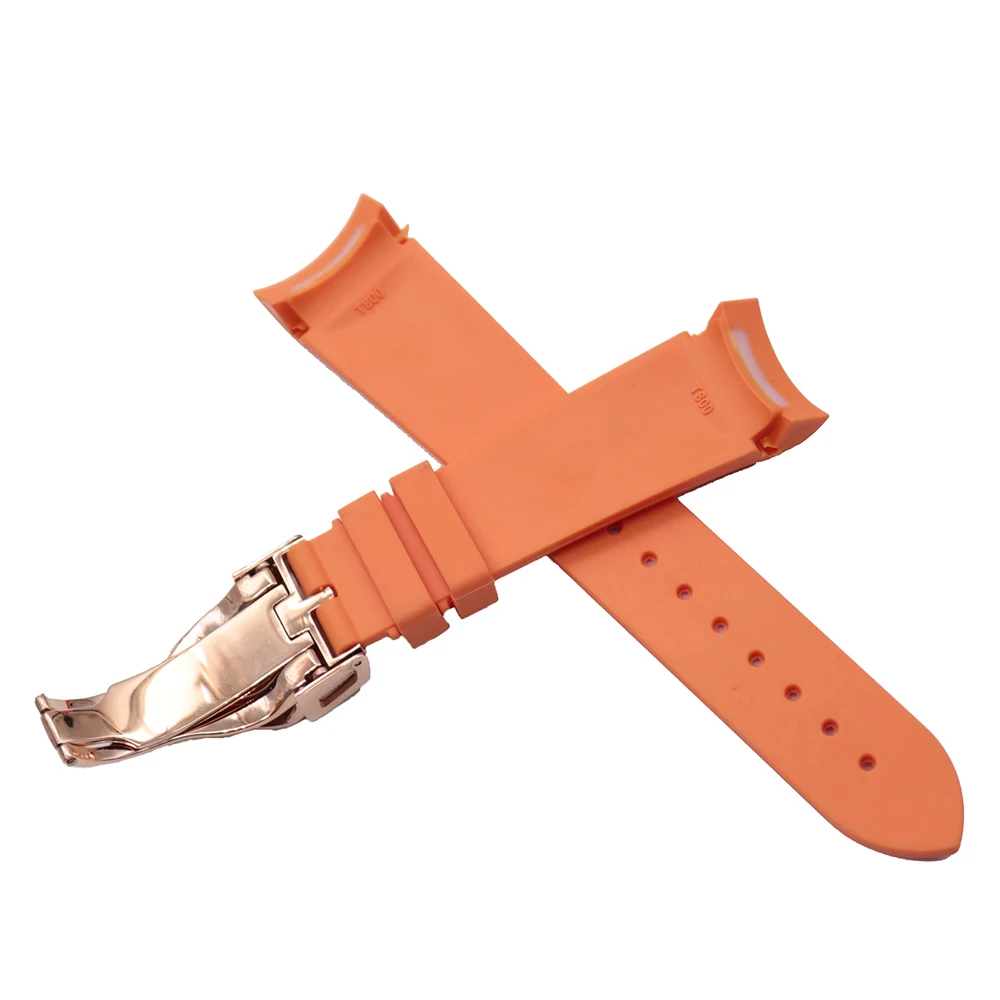 Rolamy 22mm TOP Quality Luxury Orange Red Waterproof Silicone Rubber Watch Band Straps Bracelets For Tudor Black Bay