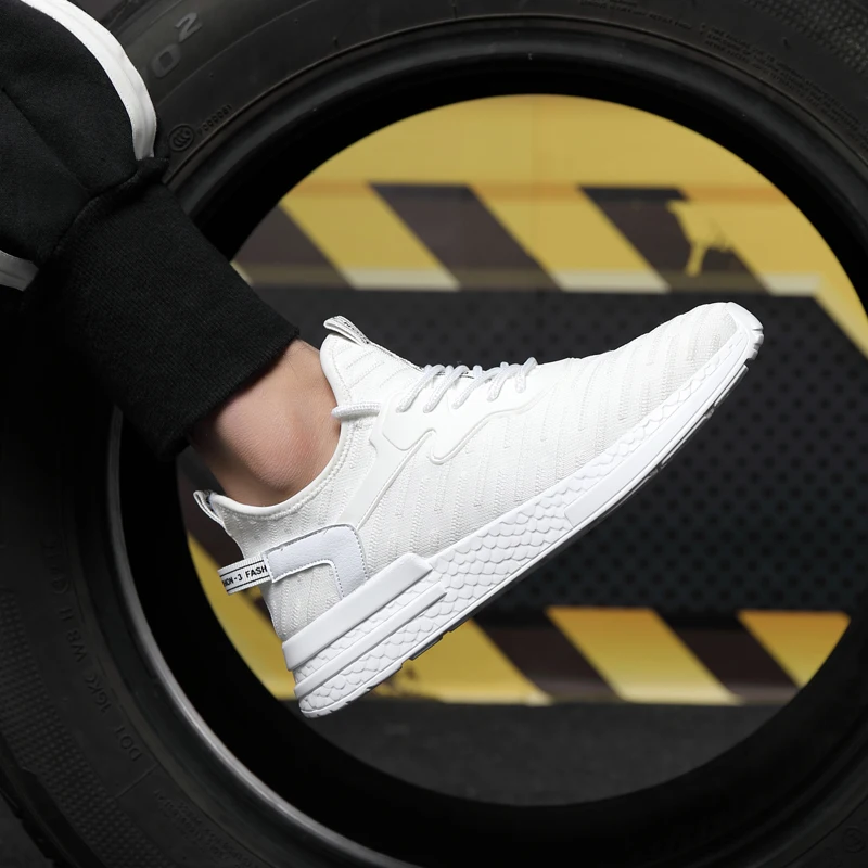 Мужские кроссовки CNEC из натуральной кожи черные белые дышащие легкие на