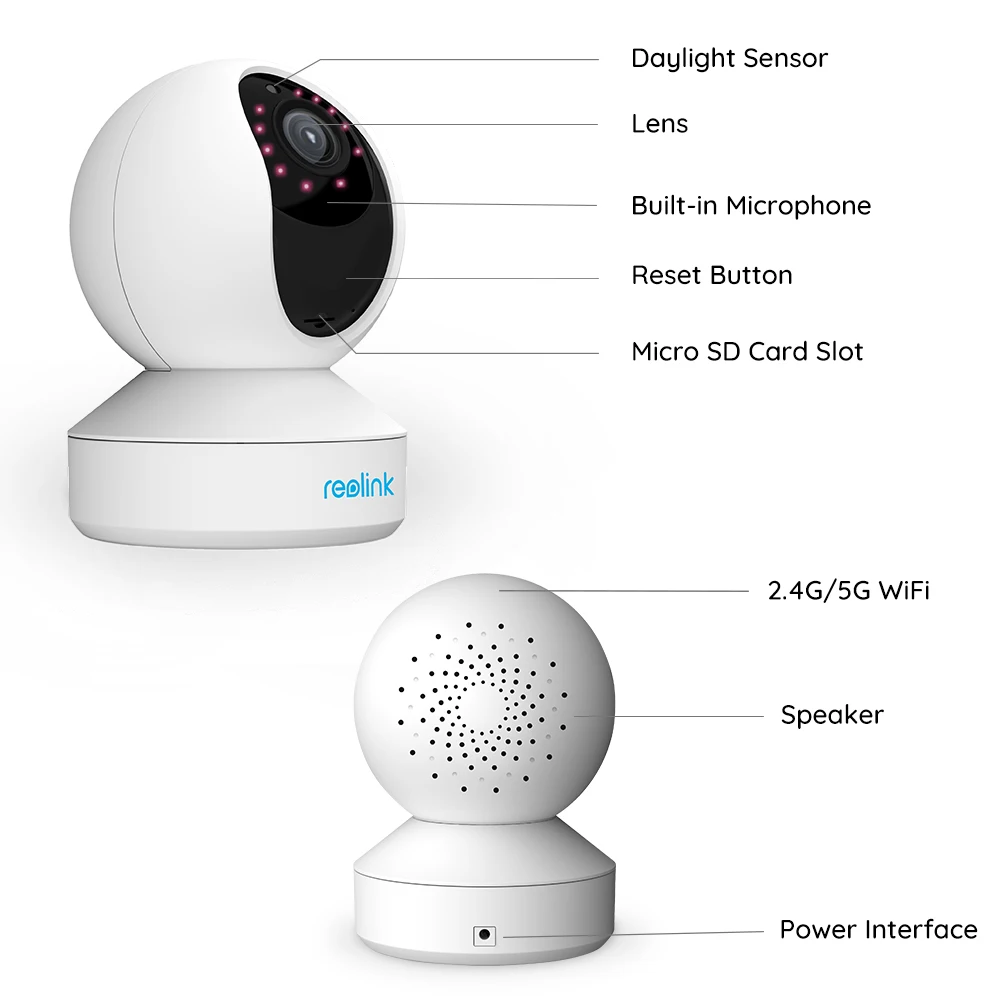 Reolink E1 зум 5MP Wi-Fi камера для домашнего PTZ IP Камера белый Видеоняни и радионяни 2 4G/5G