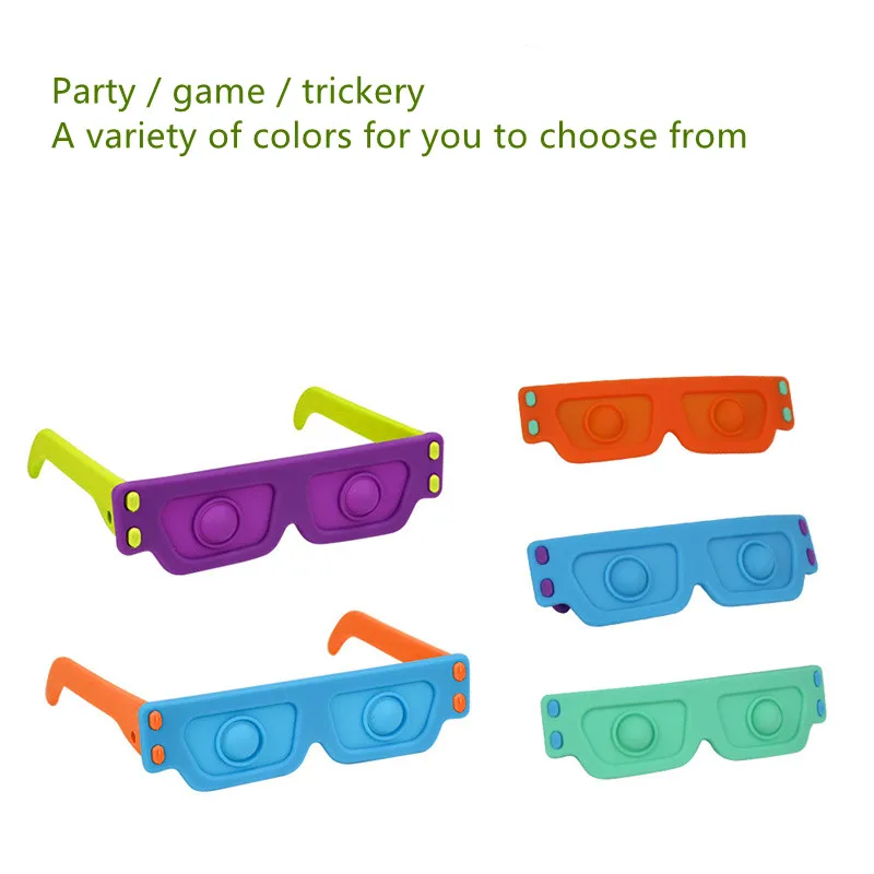 

Glasses Pop It Fidget Stress Squeeze Silicone Rainbow Push Antistress Adults Children Sensory Simple Dimple Toy Relieve Autism