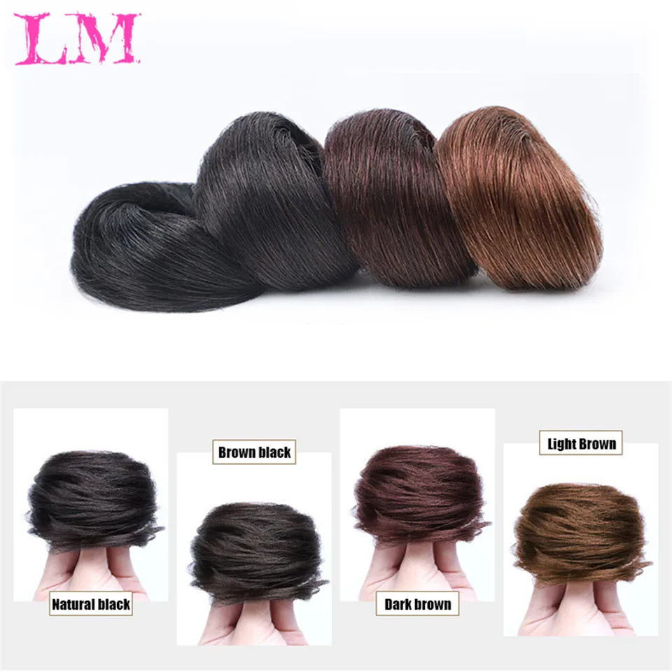 Кудрявый шиньон для волос LM с резинкой коричневые серые синтетические волосы