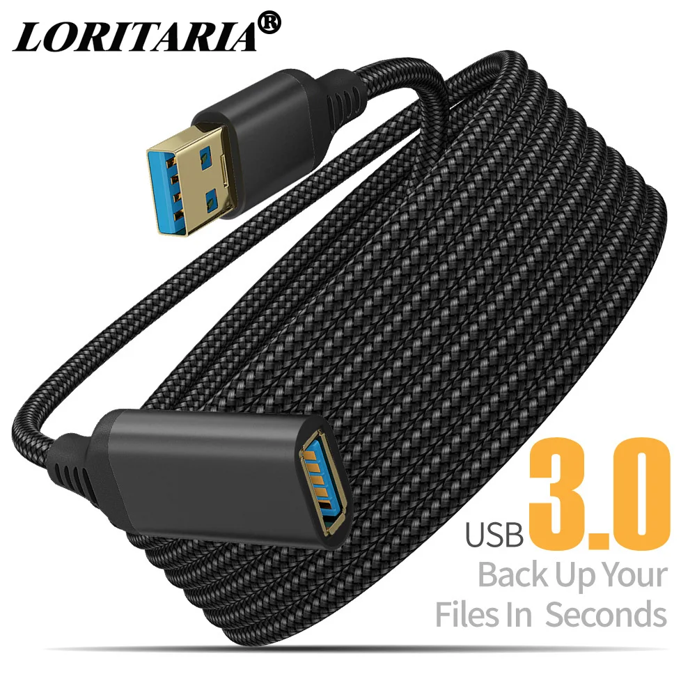 

Nylon Braid USB Extension Cable Fast USB 3.0 Male to USB A Female Data Sync USB3.0 Extender Cord for PC Hard Disk Camera Printer
