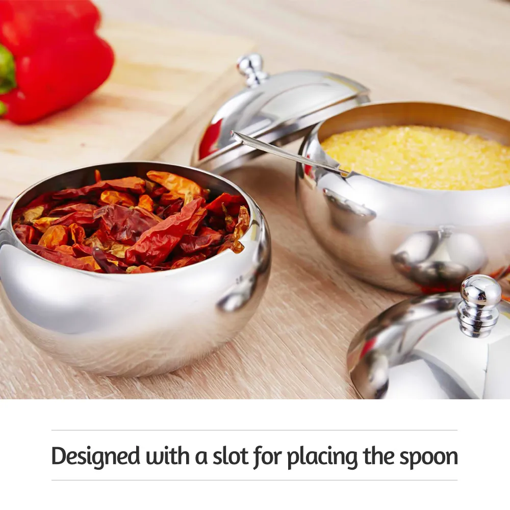 Сахарница графинчик из нержавеющей стали с крышкой и ложкой солевой шейкер соус