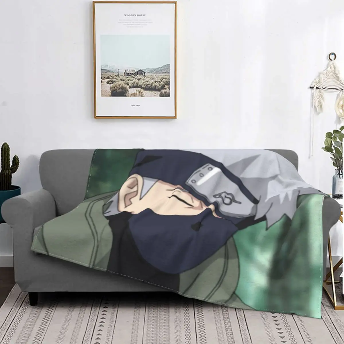 

Hatake Kakashi-Manta a quadros para cama, colcha con капуча, 220x240, 1629