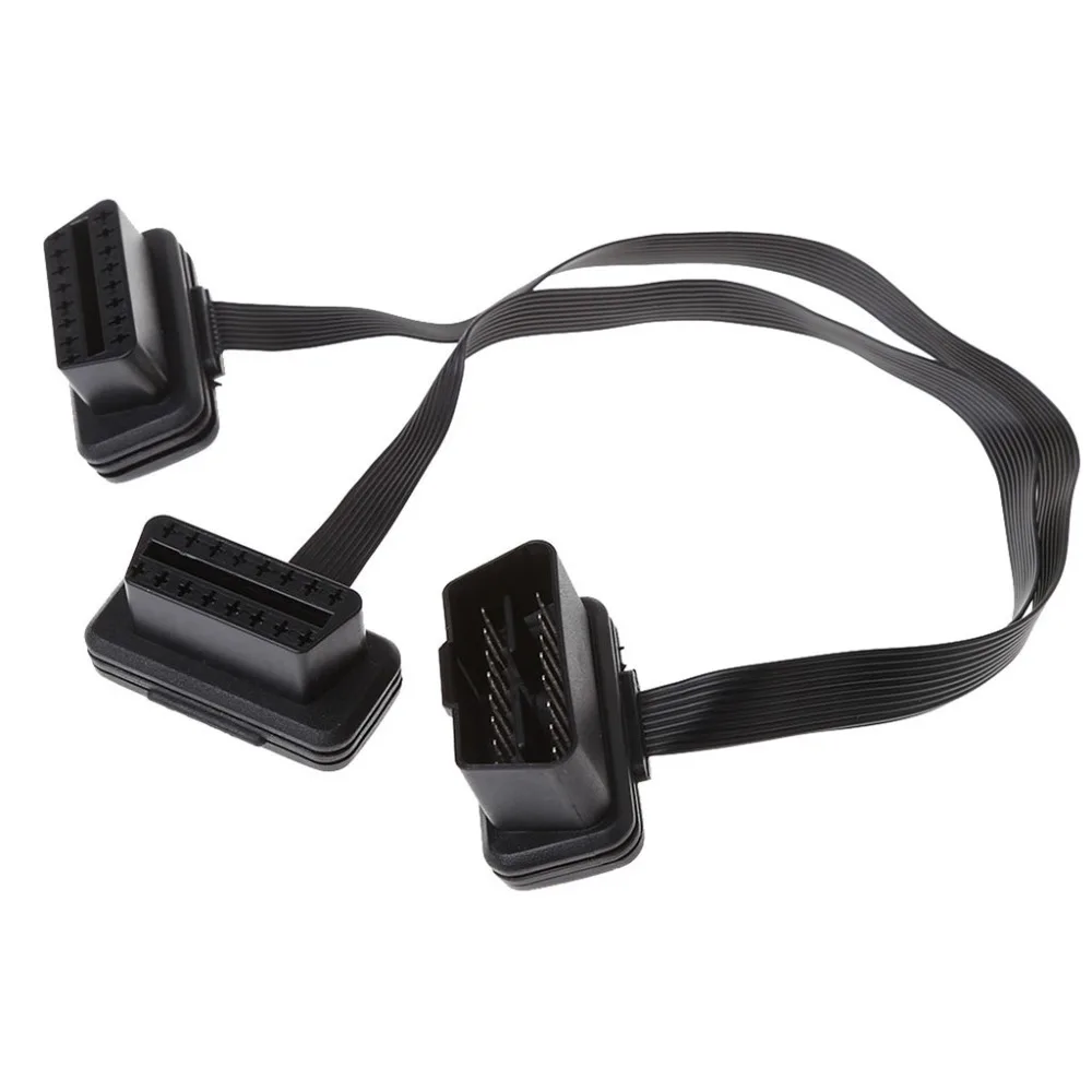 Горячая 1 шт 16 Pin OBD2 папа к двойному гнезду сплиттер плоский тонкий Y соединитель